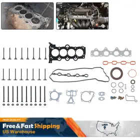 Carlor 663251919707 For Accent Veloster Rio Soul 1.6l Head Gasket Set With Bolts& Intake Exhaust Valves