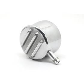 Cfr Performance 66023 Round Aluminum Pcv Breather Cap With Fitting Polished Finned 1-1/4 Hole