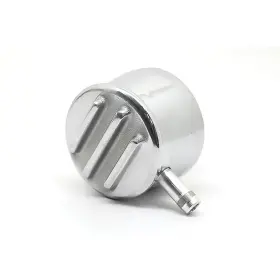 66023 Cfr Performance Round Aluminum Pcv Breather Cap With Fitting Polished Finned 1-1/4 Hole