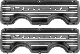 710651b Classic Industries Chevy 348/409 Big Block Cast Aluminum Valve Covers With Chevrolet Script / Black
