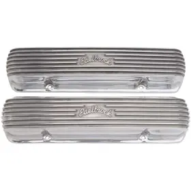 E4130 Edelbrock Performance Products 1962-79 Pontiac V8 Classic Aluminum Finned Valve Covers Polished