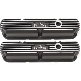 E41763 Edelbrock Performance Products 1967-76 Mopar Small Block Black Classic Aluminum 3-3/4 Inch Tall Valve