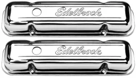 E4456 Edelbrock Performance Products 1967-79 301-455ci Pontiac Signature Series Valve Covers No Baffles Low