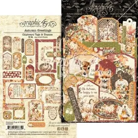 5a002c05-1gf Graphic 45 810070166359 2 Pack Die-cut Assortment-tags And Frames Autumn Greetings