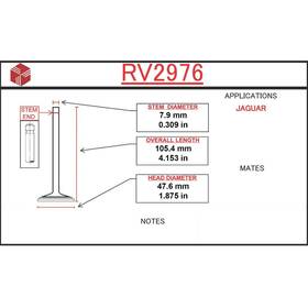 Itm Engine Components Rv2976 Intake Valve For Select 57-74 Jaguar Models