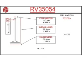 Rv35054 Itm Engine Components Intake Valve Quantity Discount Available #27