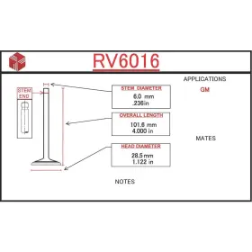 Rv6016 Itm Engine Components Intake Valve For 04-08 Aveo Aveo5 Wave Wave5