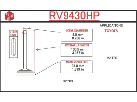 Rv9430hp Itm Engine Components Intake Valve