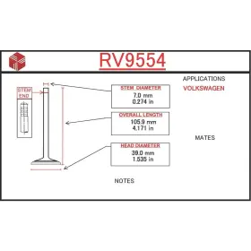 Rv9554 Itm Engine Components Intake Valve