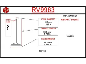 Rv9963 Itm Engine Components Intake Valve