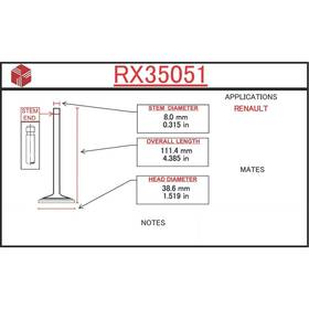 Itm Engine Components Rx35051 Exhaust Valve For 84-90 505 Fuego R18i