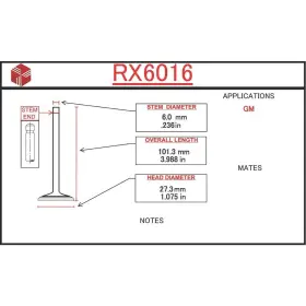 Rx6016 Itm Engine Components Exhaust Valve For 04-08 Chevrolet Aveo Aveo5