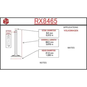 Rx8465 Itm Engine Components Exhaust Valve