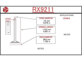 Rx9211 Itm Engine Components Exhaust Valve