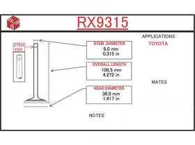 Itm Engine Components Rx9315 Exhaust Valve Fits 84-89 Toyota Van 2.2l-l4