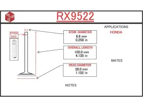 Rx9522 Itm Engine Components Exhaust Valve Fits 90-91 Honda Prelude 2.1l-l4