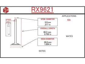 Rx9621 Itm Engine Components Exhaust Valve Fits 03-05 Kia Rio 1.6l-l4
