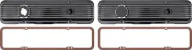 A7700210 Keen Parts 1969-77 Chevy Finned Aluminum Valve Cover With Gaskets Small Block Black Powder