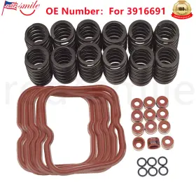Lcyxh 768273356681 12x Upgraded High Rpm Valve Springs Gaskets For Cummins 6bt 5.9 12v 89-98 Us