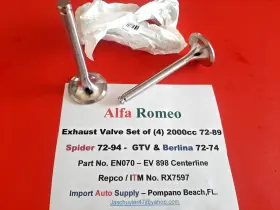 En070 Metelli Alfa Romeo 2000cc 82-89 Spider Gtv Berlina Exhaust Valve Set Of 4 40mm Head