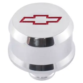 D141855 Proform Auto Parts Slant-edge Die-cast Aluminum Breather Cap - Bowtie Polished With Red Recessed