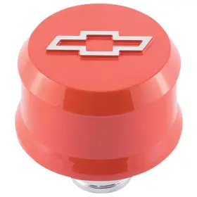 D141859 Proform Auto Parts Slant-edge Die-cast Aluminum Breather Cap - Bowtie Orange With Milled Emblem