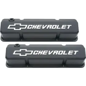 D141921 Proform Auto Parts 1958-86 Slant-edge Die-cast Aluminum Valve Covers - Bowtie Black With Milled