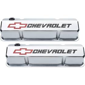 Proform Auto Parts D141927 1958-86 Slant-edge Die-cast Aluminum Valve Covers - Bowtie Polished With