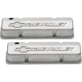 D141939 Proform Auto Parts 1958-86 Slant-edge Die-cast Aluminum Valve Covers - Bowtie Plain With Milled