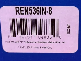 536in-8 Renegade Intake Valves .3705 X 5.449 2.090 Stainless Ford Fe Set 8