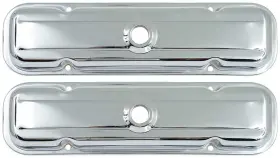 326-455 Rpc T9461 Pontiac V8 Chrome Valve Covers Low Profile With Ribbed Lines