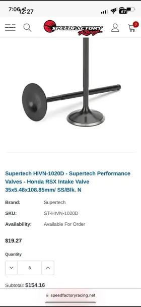 Hevn-1020d-8 Supertech Hivn-1020d-8 Intake Exhaust Valves Fits Rsx-s Tsx K20 K24 Q 8 Hivn-1020d Hevn-1020d