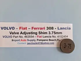 463554 Volvo Valve Shim 3.75mm Ferrari 308 - Fiat 124 128 131 X1/9 76-95 4 Cyl