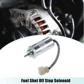 3ld2 X Autohaux 766549881493 Fuel Shut Off Stop Solenoid Valve Fit For Isuzu Engines 3ld1 Silver Tone