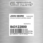 843122800 Hyd Actuated Control Valve Fits John Deere (surplus Open Box) New. Price: $3242.08.