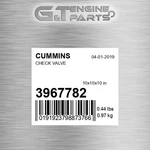 3967782 Check Valve Fits Cummins (surplus Open Box) New. Price: $127.25.
