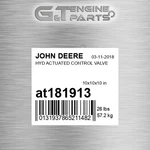AT181913 Hyd Actuated Control Valve Fits John Deere (surplus Open Box) New. Price: $461.44.