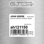 AH121150 Hyd Actuated Control Valve Fits John Deere (surplus Open Box) New. Price: $673.72.